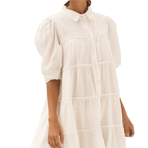 NEW PEIXOTO Womens Lola Ora Cotton Tired Shirt Mini Dress Size S Ivory White